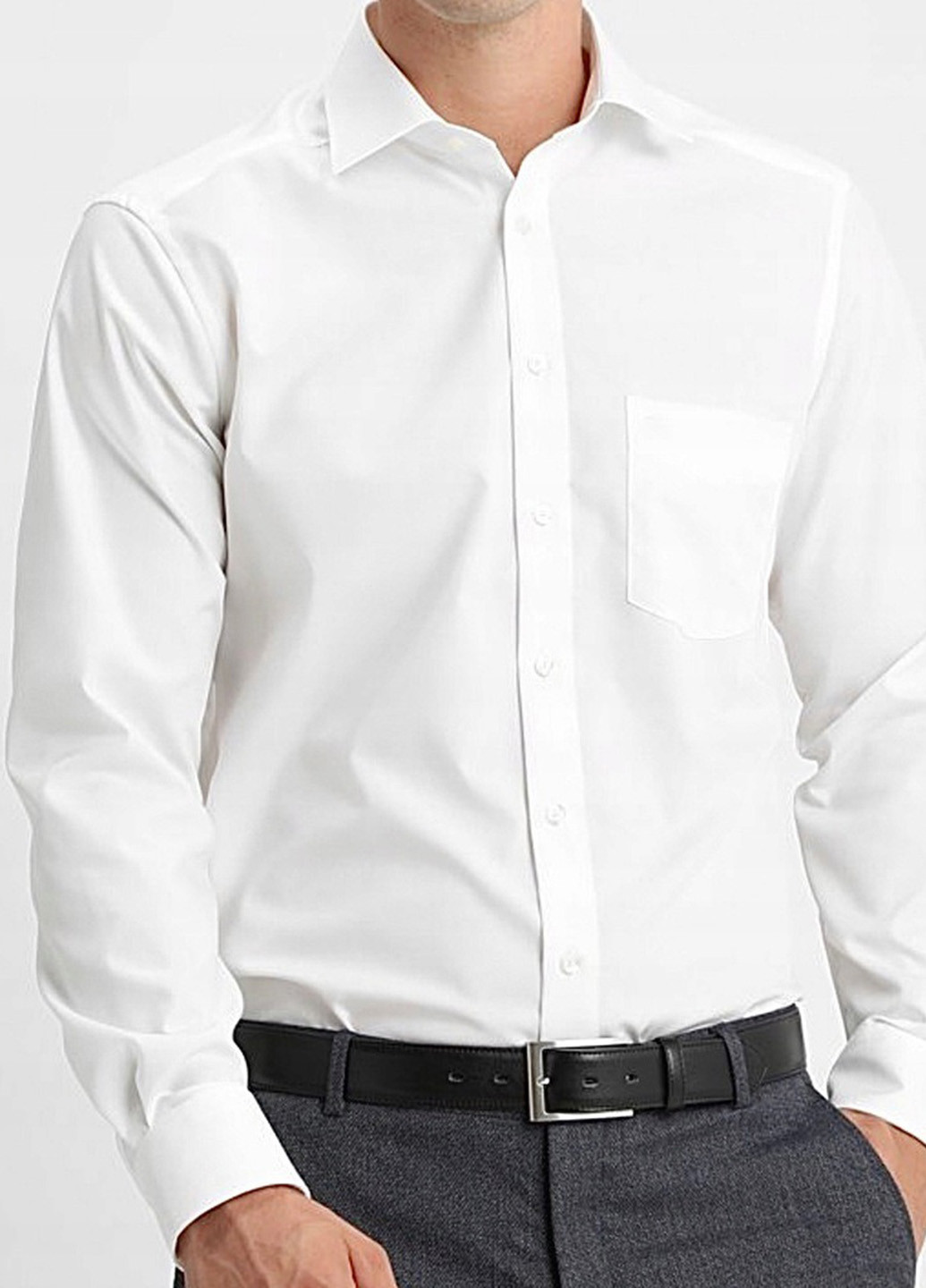 Белая классическая рубашка однотонная Olymp