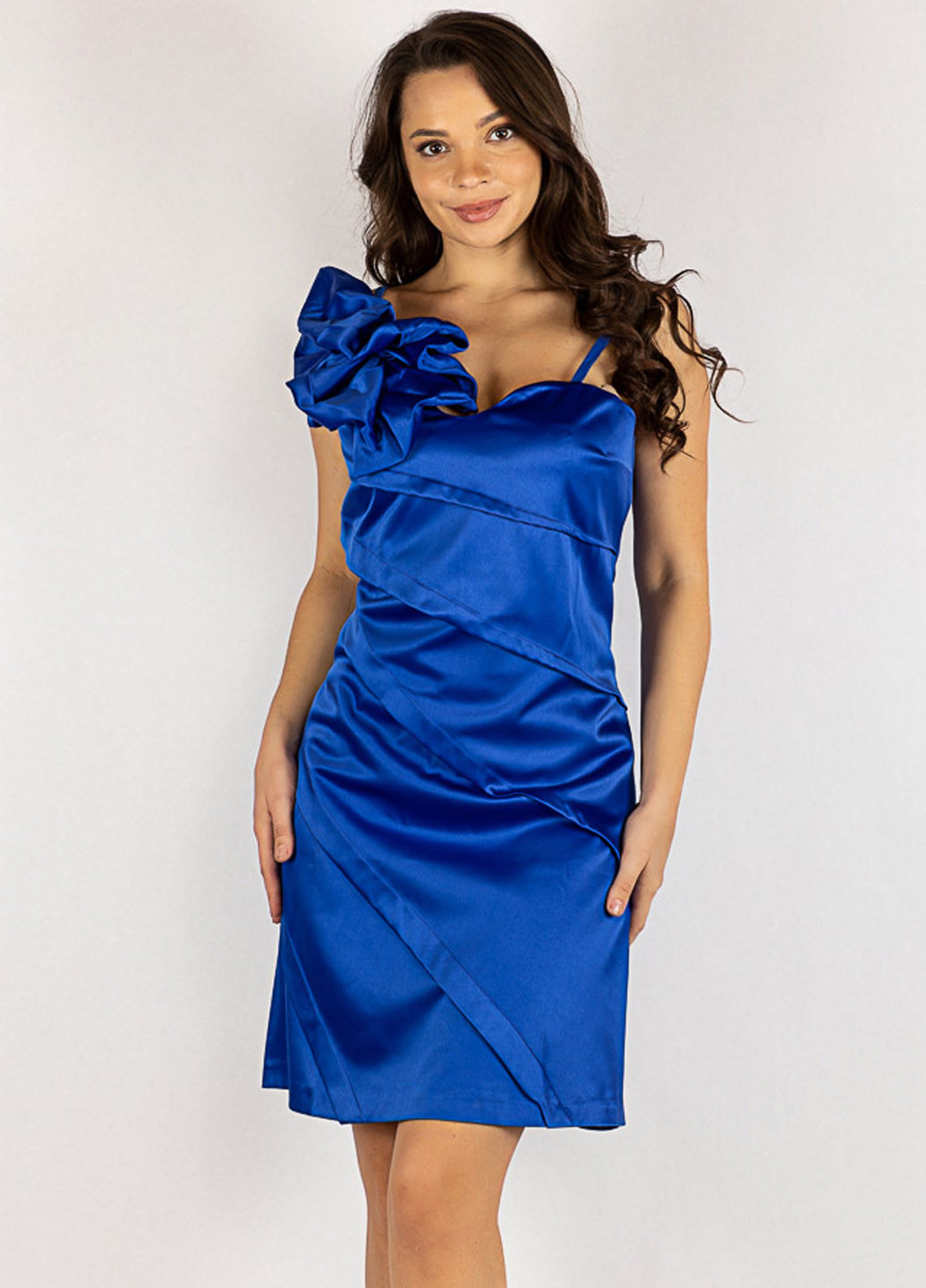Синее коктейльное, праздничный, вечернее платье Time of Style однотонное