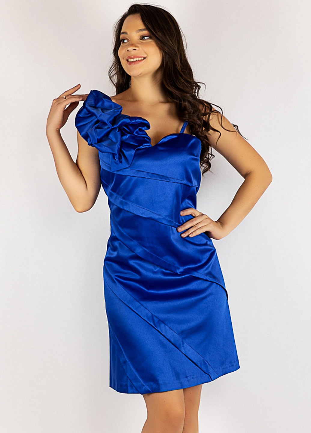 Синее коктейльное, праздничный, вечернее платье Time of Style однотонное