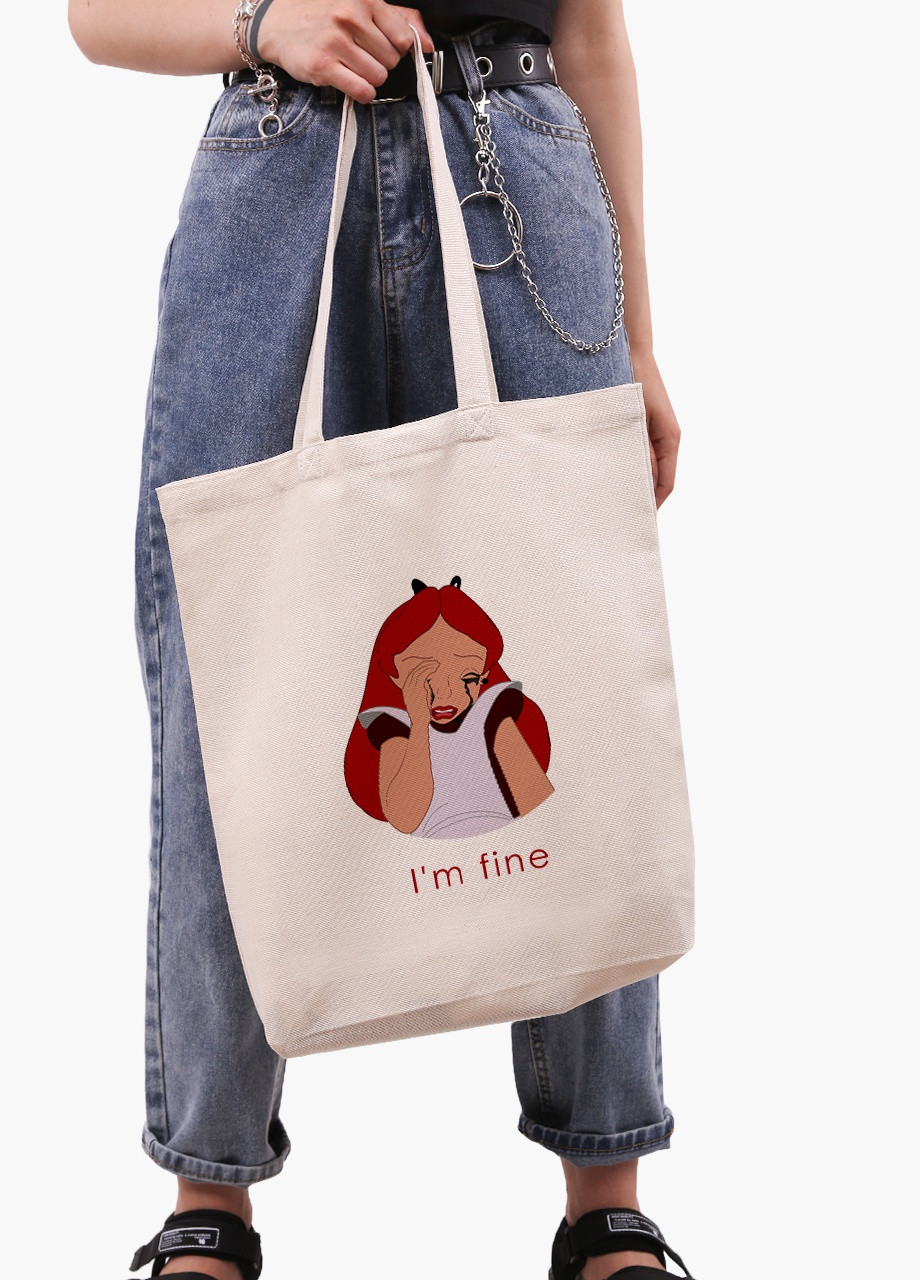 Эко сумка шоппер белая Алиса я в порядке Дисней (Alice I'm fine Disney) (9227-1440-WTD) Еко сумка шоппер біла 41*39*8 см MobiPrint (215943836)