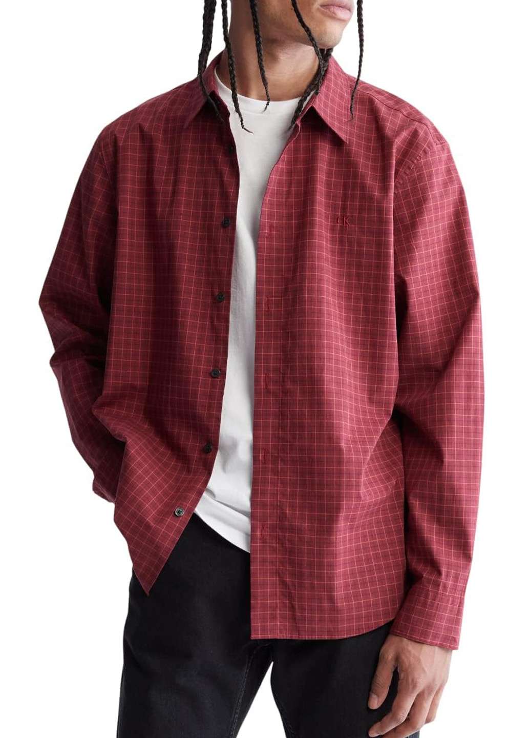 Красная кэжуал рубашка в клетку Calvin Klein