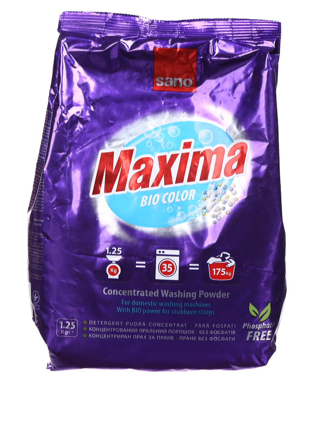 Концентрированный стиральный порошок « Maxima Bio Color», 1.25 кг Sano комбинированный