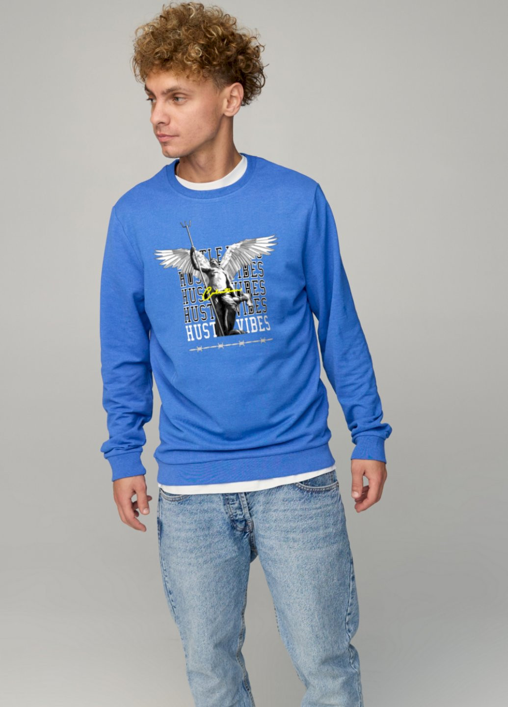 Голубой свитшот мужской basic /no flis/ YAPPI (252386927)