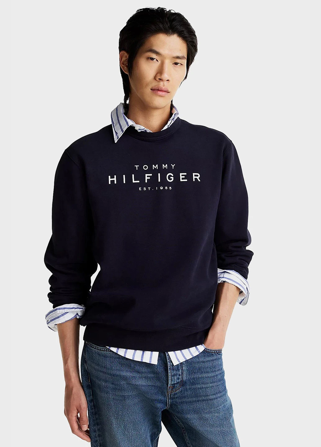 Темно-синий свитшот Tommy Hilfiger логотип без декора (346698220)