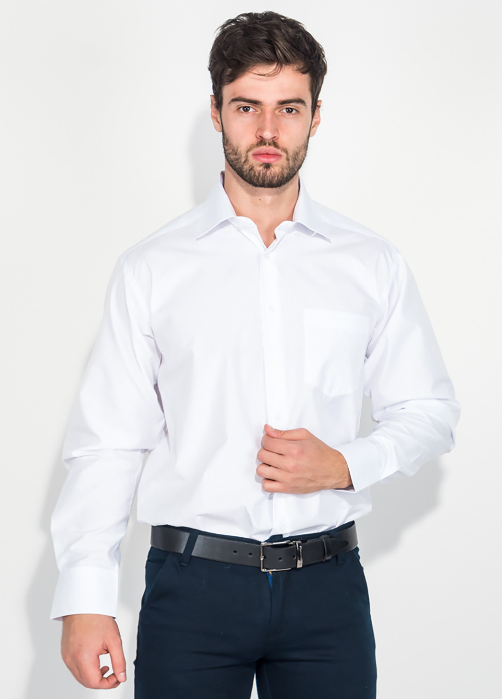 Белая кэжуал рубашка однотонная Labirint с длинным рукавом