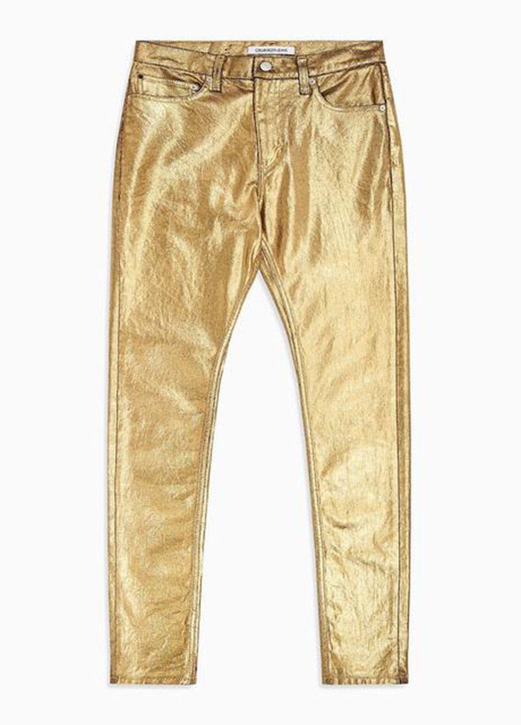 Золотые джинсовые демисезонные зауженные брюки Calvin Klein Jeans