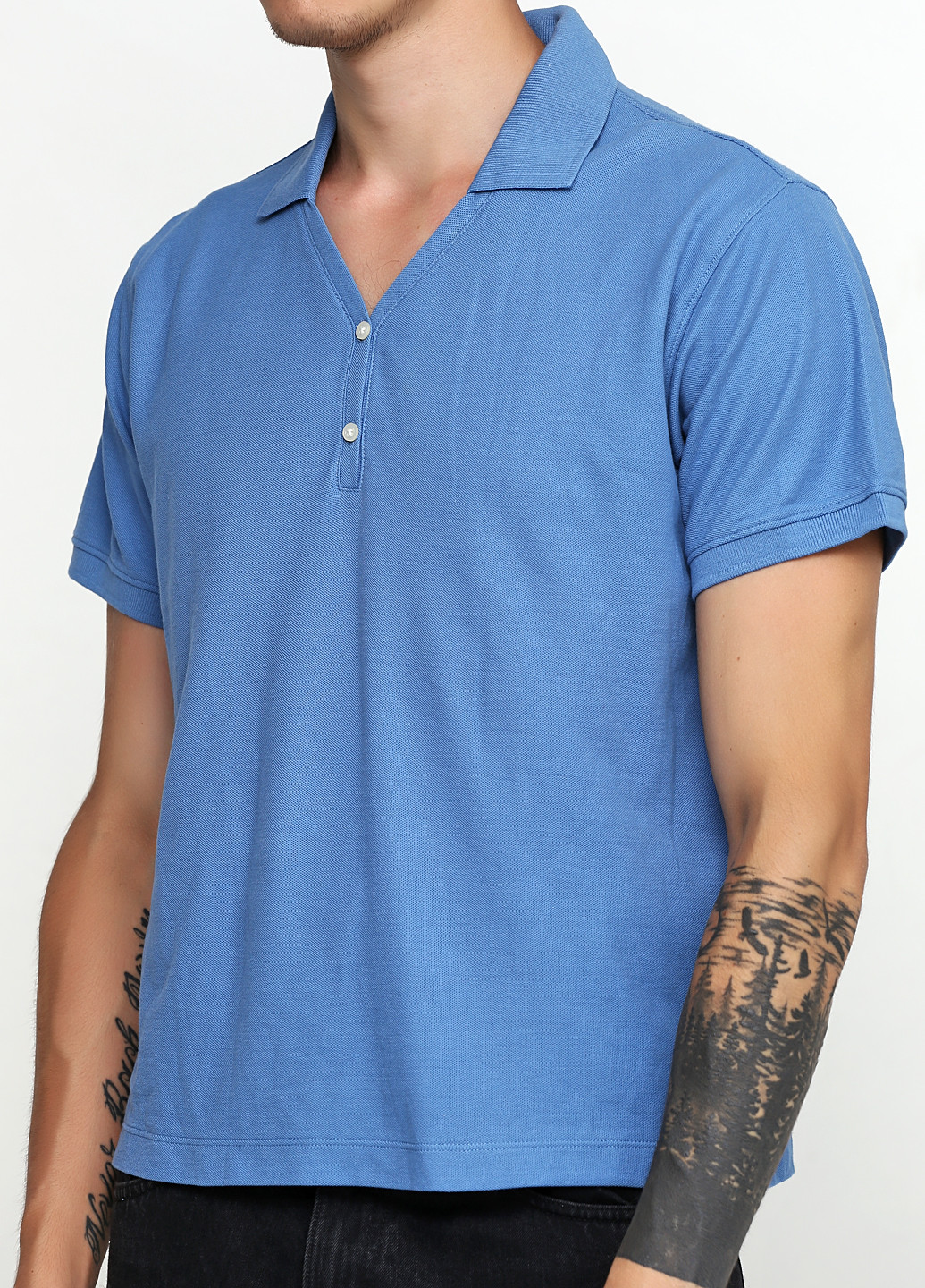 Голубой футболка-поло для мужчин Devon & Jones однотонная