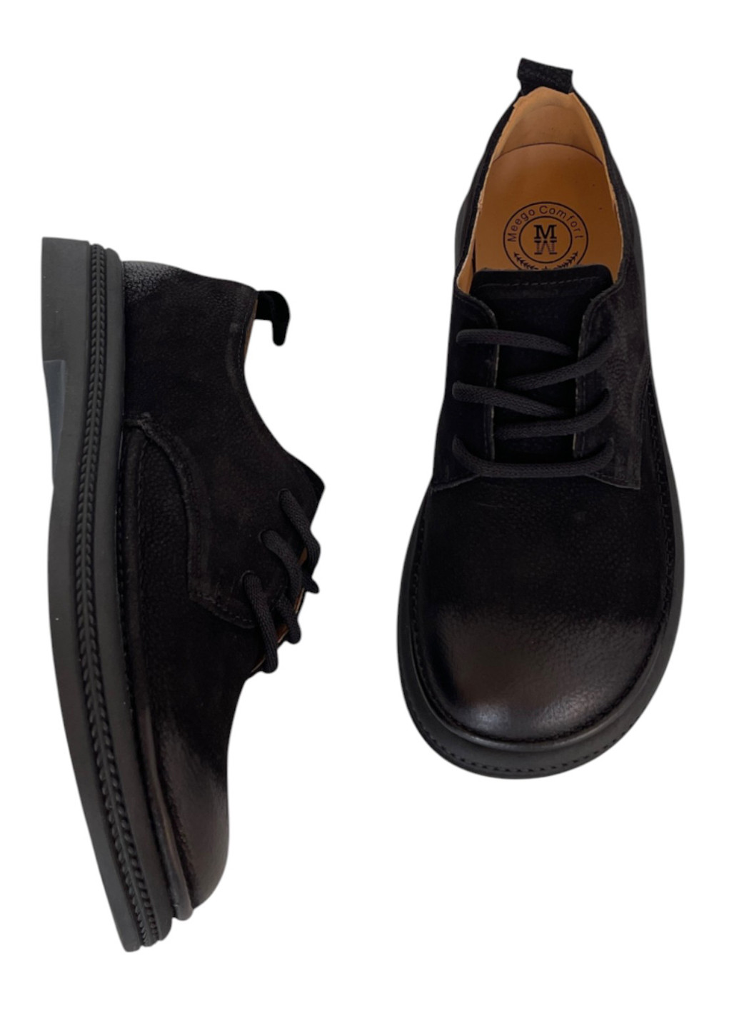 Meego Туфлі дербі чорний з натуральний нубук, румунія — демісезон (362387978)