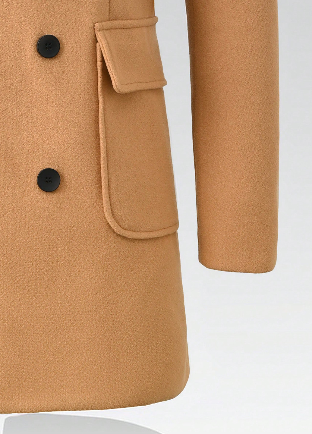 Песочное зимнее Пальто двубортное SHEIN