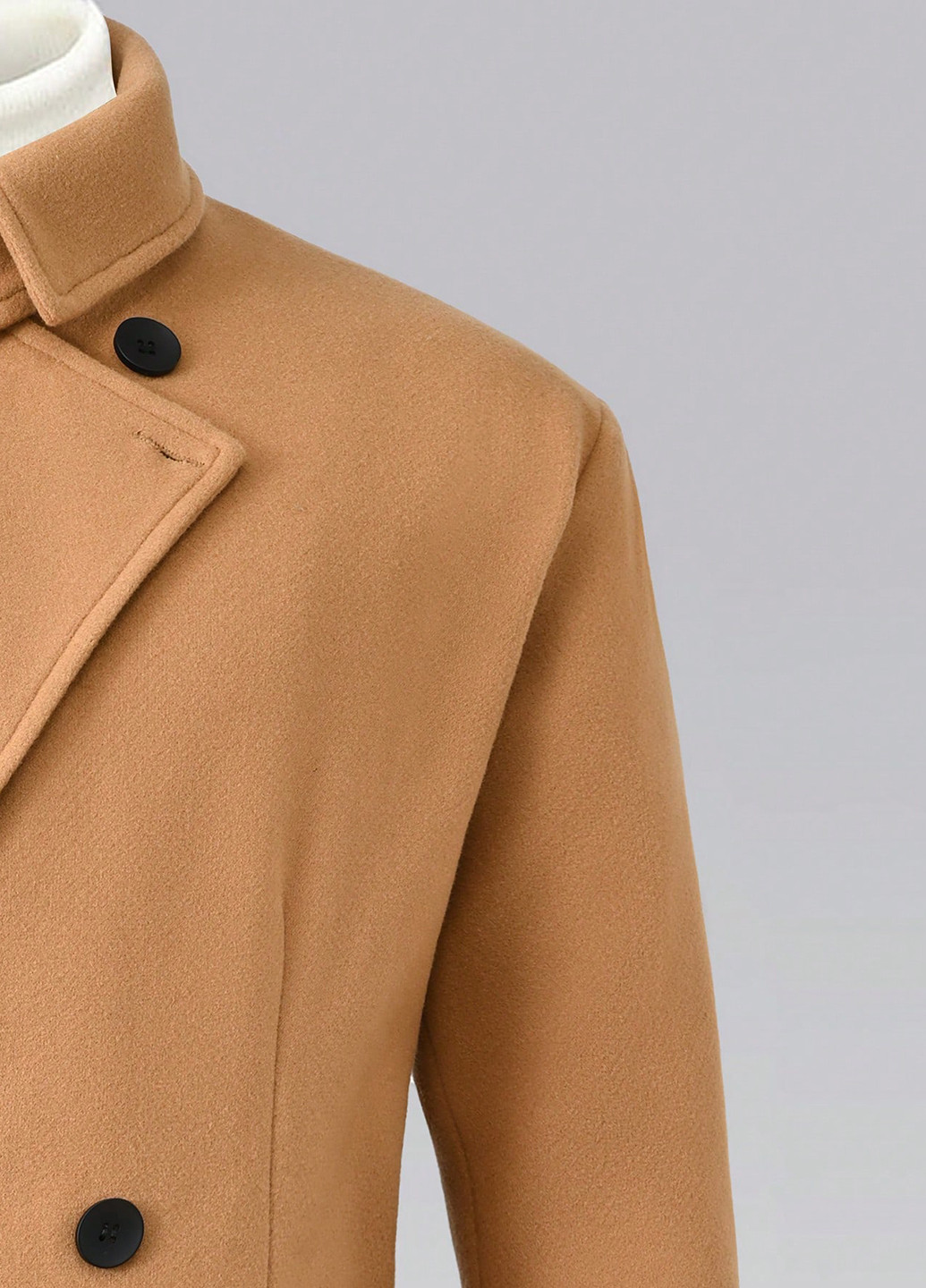 Песочное зимнее Пальто двубортное SHEIN