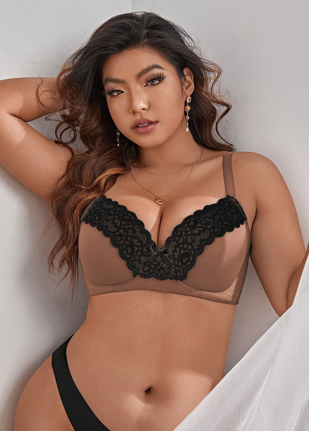 Комбинированный корбей бюстгальтер SHEIN с косточками полиамид