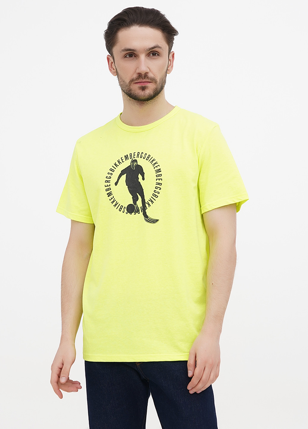 Кислотно-жёлтая футболка Bikkembergs