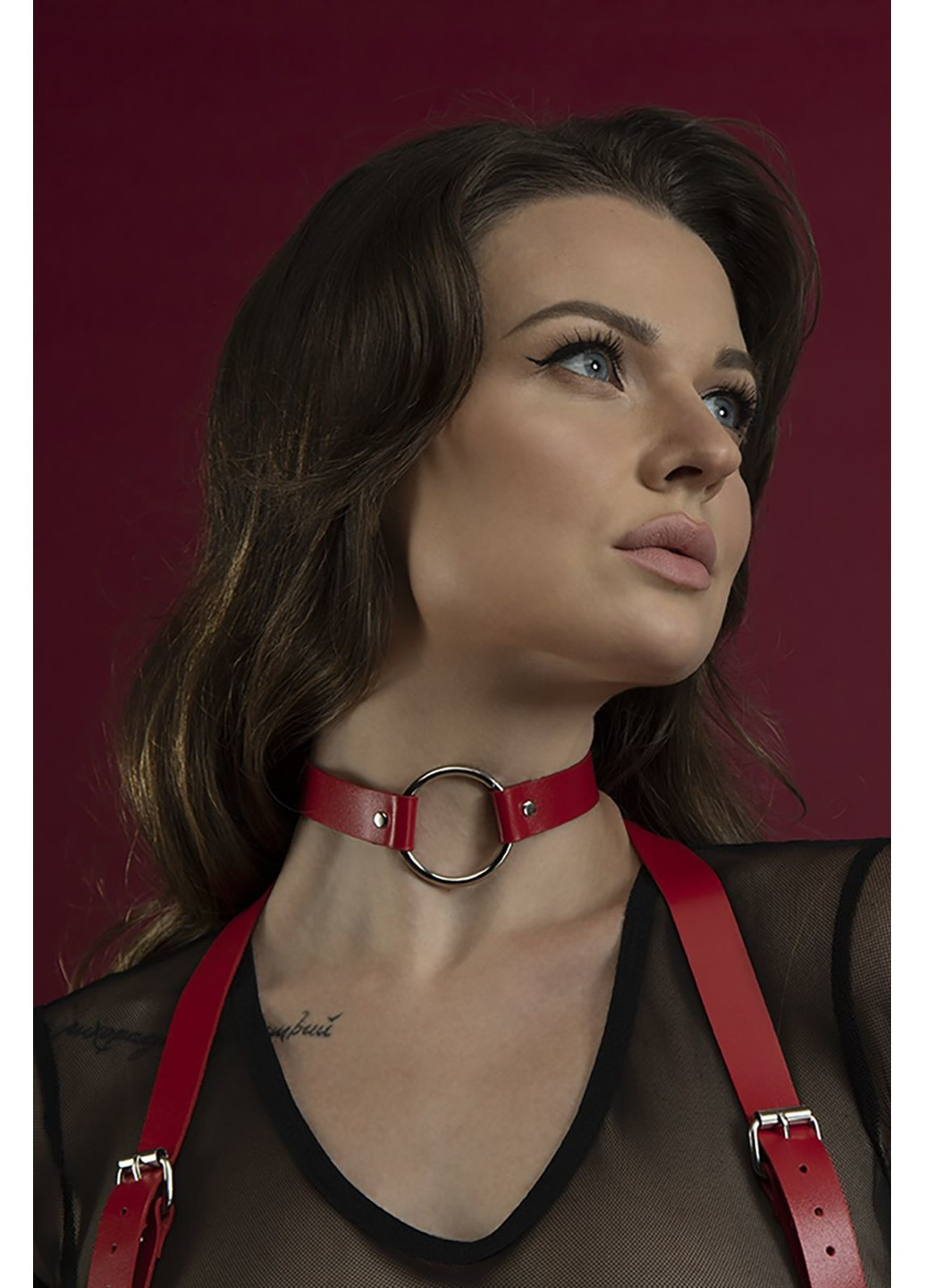Чокер з кільцем - O-Ring Collar червоний, натуральна шкіра Feral Feelings (255690885)