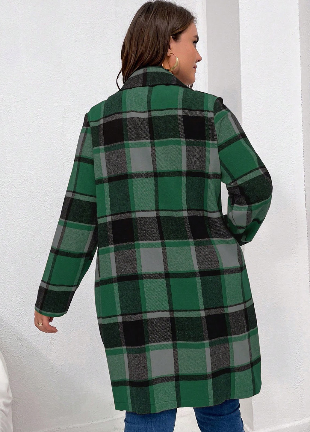 Комбіноване демісезонне Пальто двобортне SHEIN