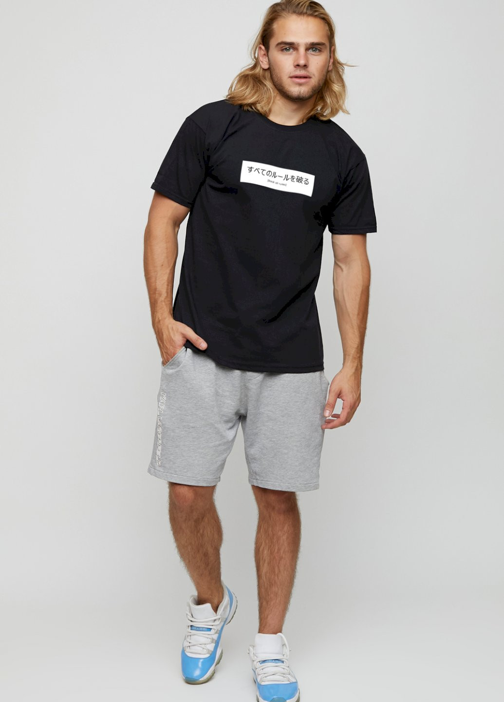 Чорна футболка чоловіча basic /air print/ YAPPI