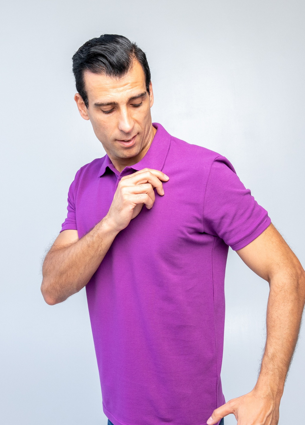 Фиолетовая футболка-футболка поло чоловіча для мужчин TvoePolo однотонная