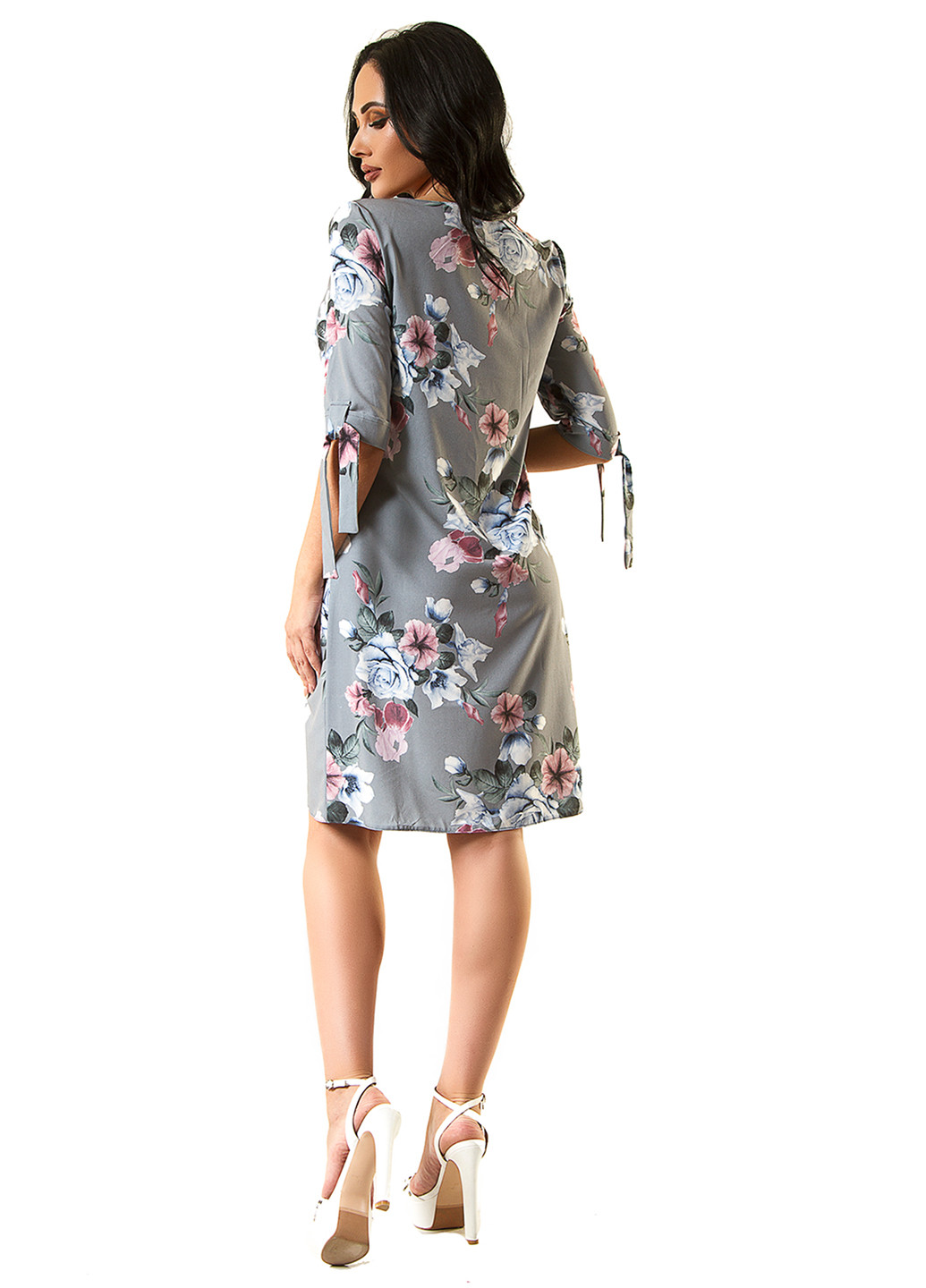 Серое кэжуал платье Demma с цветочным принтом