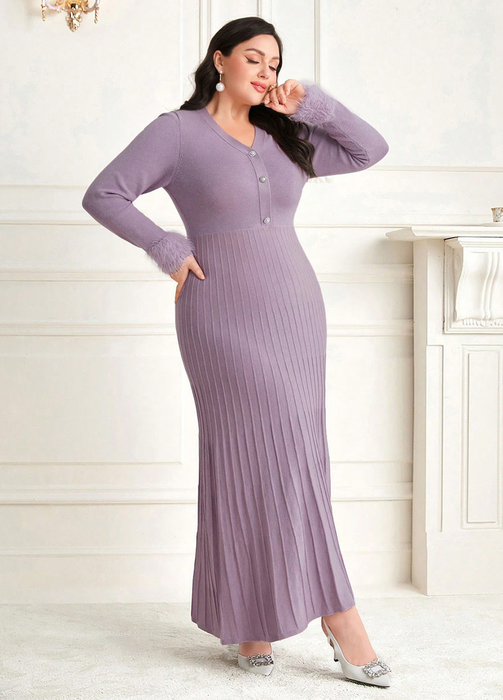 Бузкова кежуал сукня сукня светр SHEIN однотонна