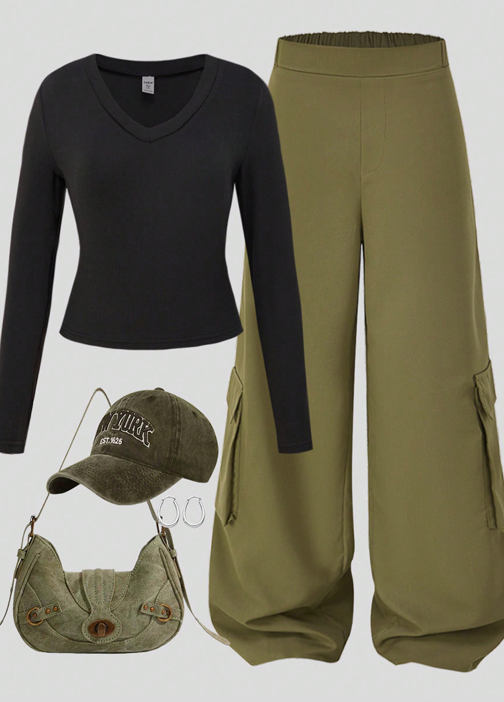 Чорний демісезонний костюм (лонгслів, штани) брючний SHEIN