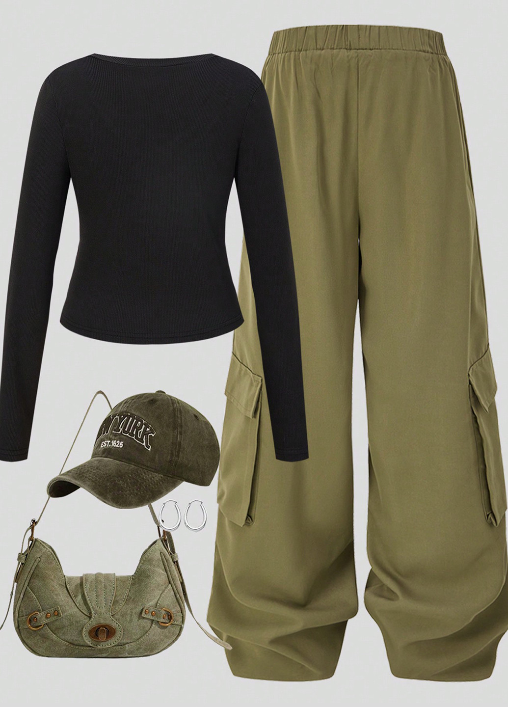 Чорний демісезонний костюм (лонгслів, штани) брючний SHEIN