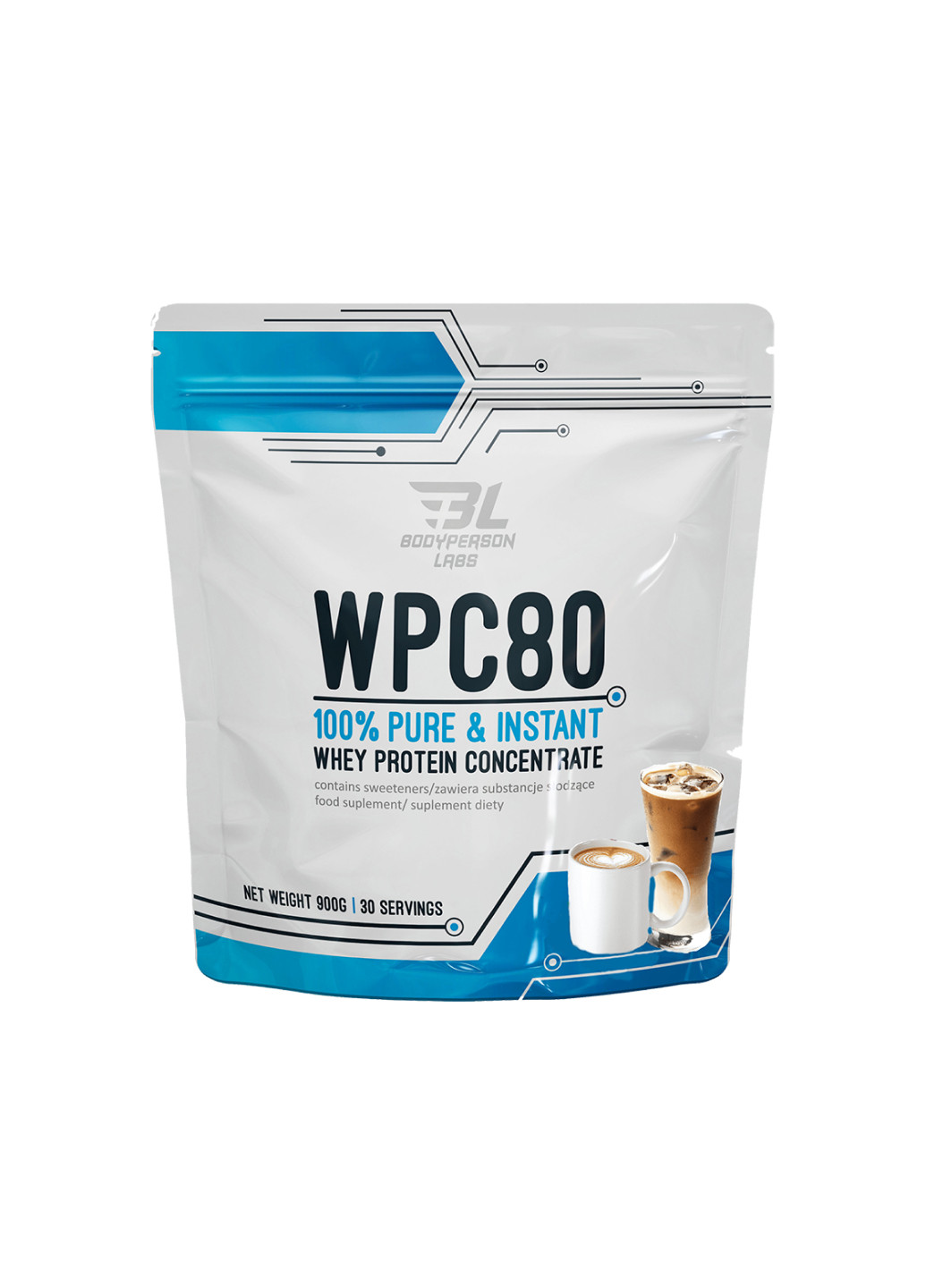 Сироватковий протеїн для набору м'язової маси WPC80 - 900g Ice Coffe Bodyperson Labs (254805127)