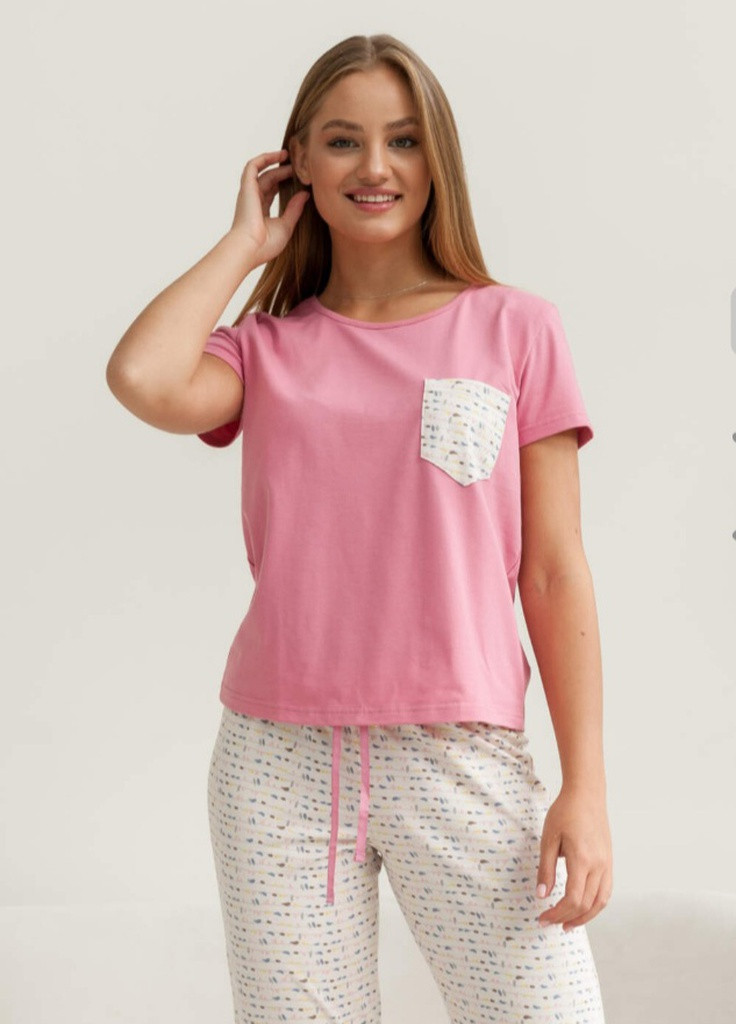 Розовая всесезон пижамный комплект *птички* Габби