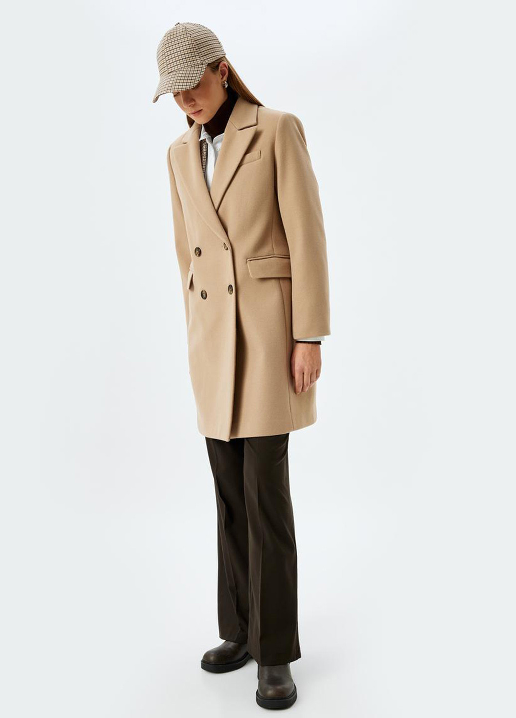 Бежеве демісезонне Пальто двобортне KOTON