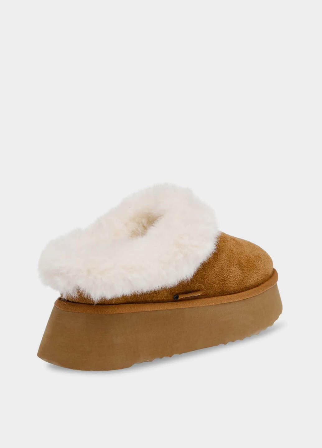 Коричневые сабо Steve Madden на платформе с логотипом, с мехом