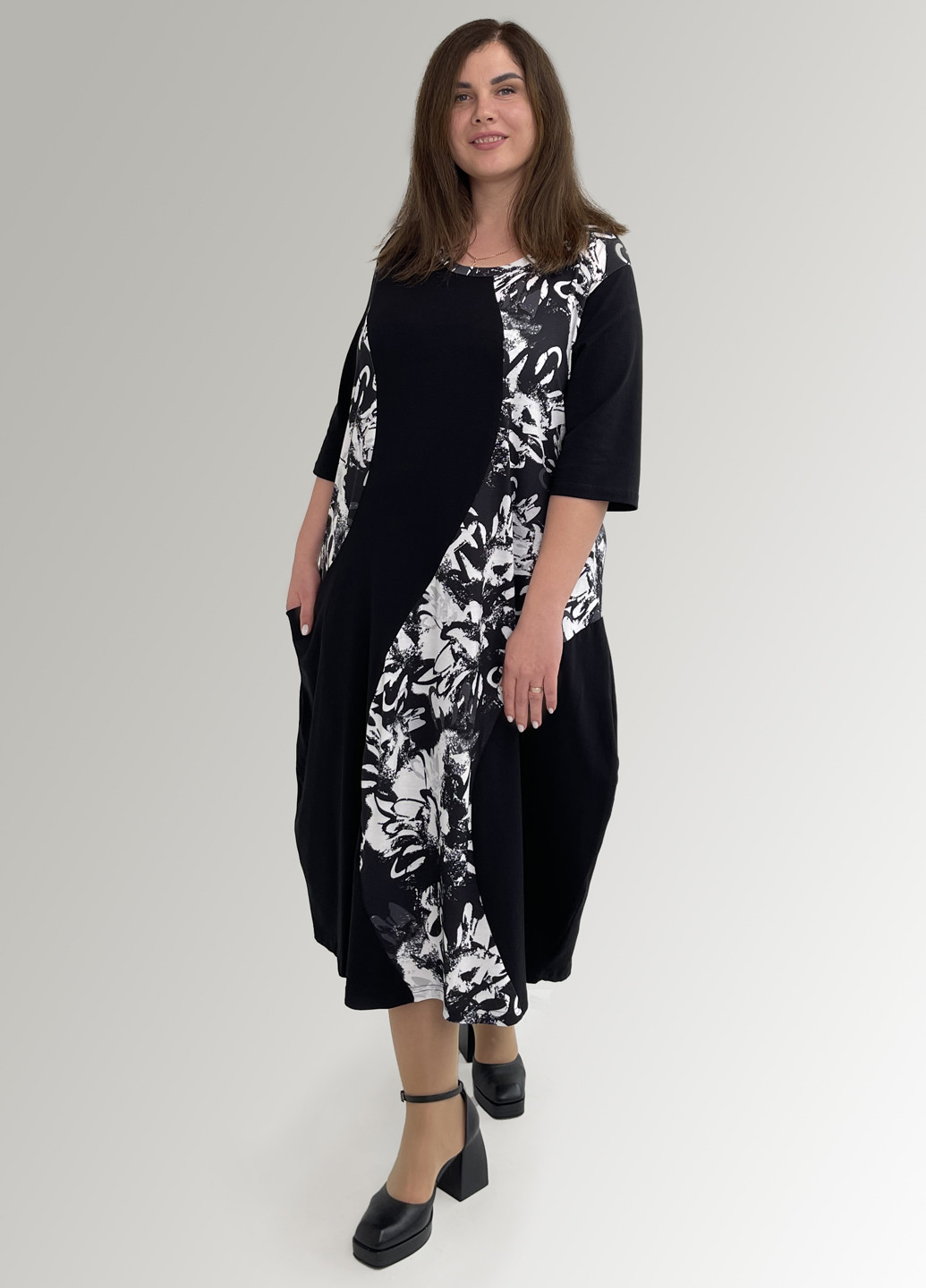 Чорна кежуал сукня а-силует Hookk Design з квітковим принтом