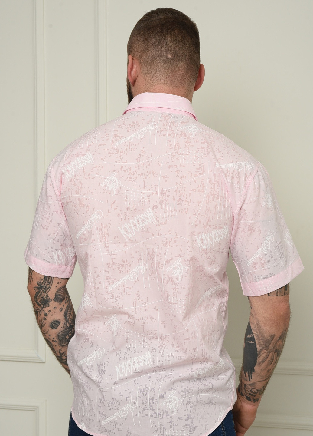 Сорочка чоловіча рожева з візерунками літня Let's Shop (256547492)
