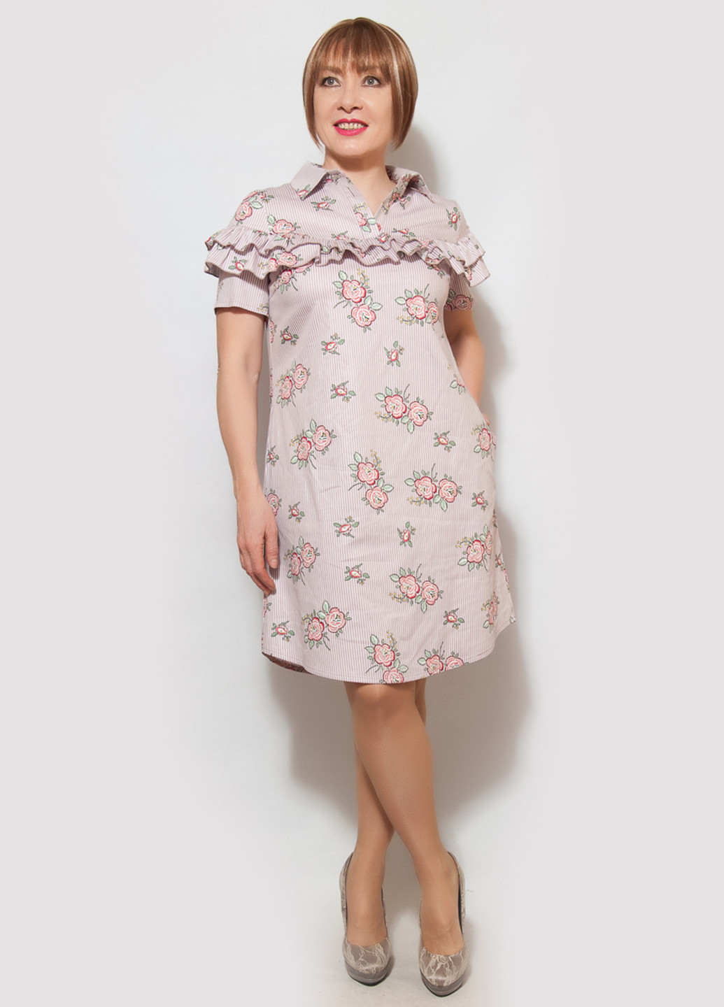 Розовое кэжуал платье LibeAmore с цветочным принтом