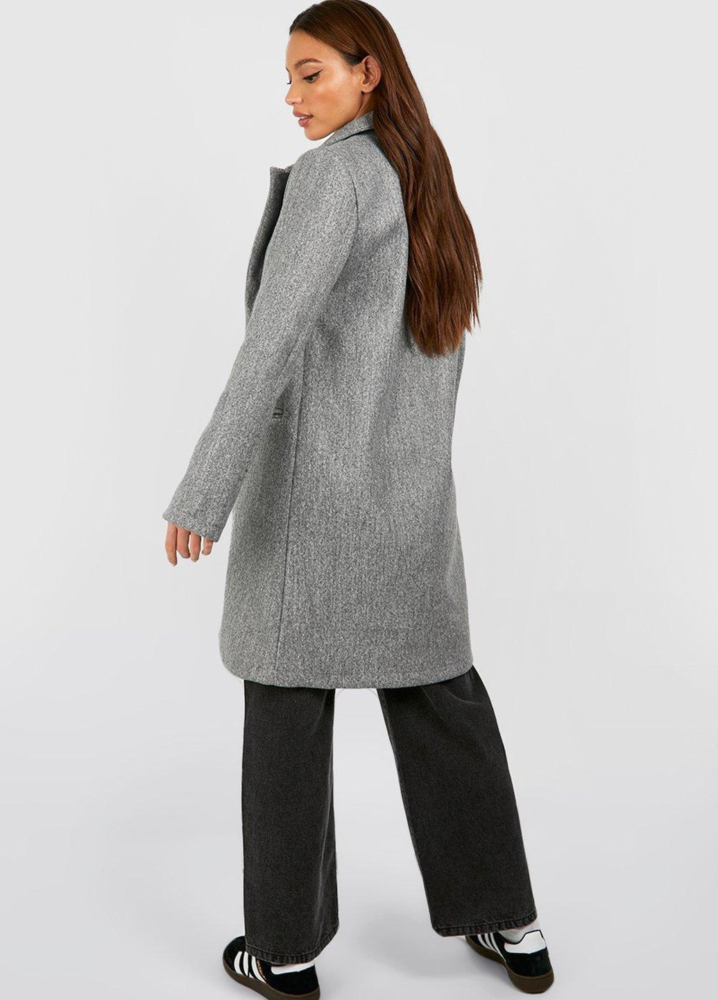 Серое демисезонное Пальто однобортное Boohoo