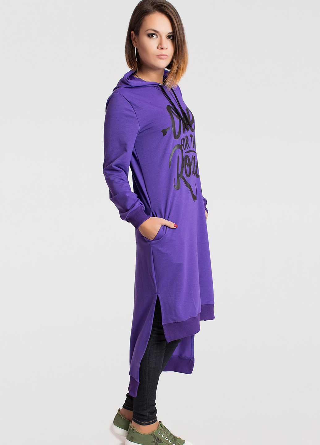 Фиолетовое кэжуал платье Modna Anka с надписью