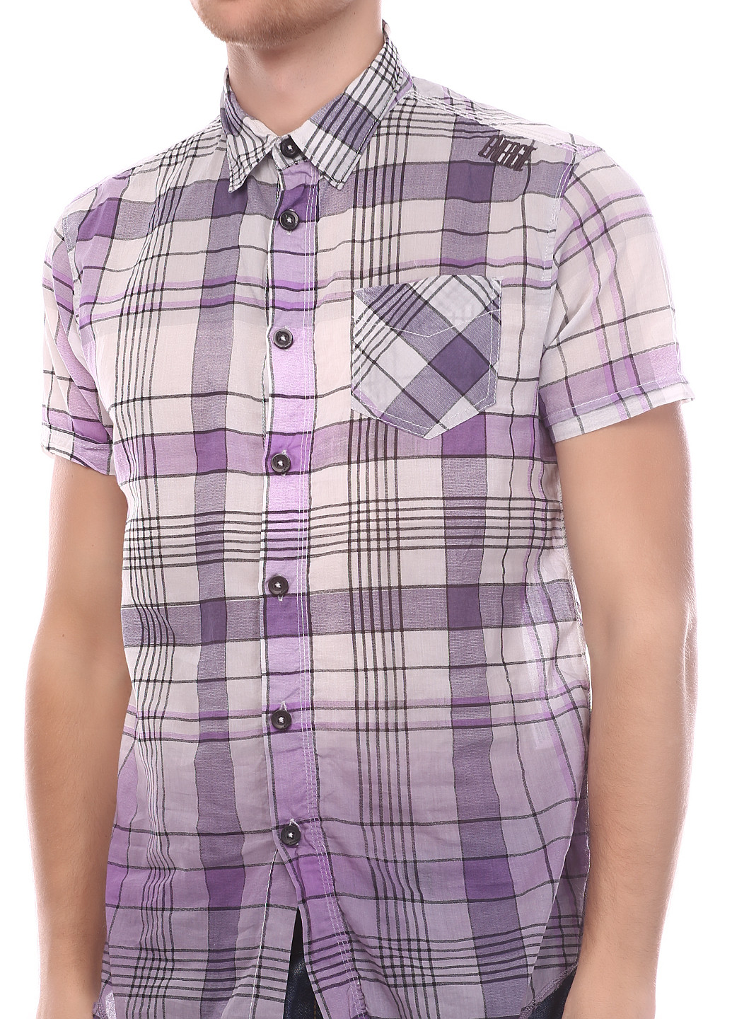 Фиолетовая кэжуал рубашка в клетку Energie с коротким рукавом