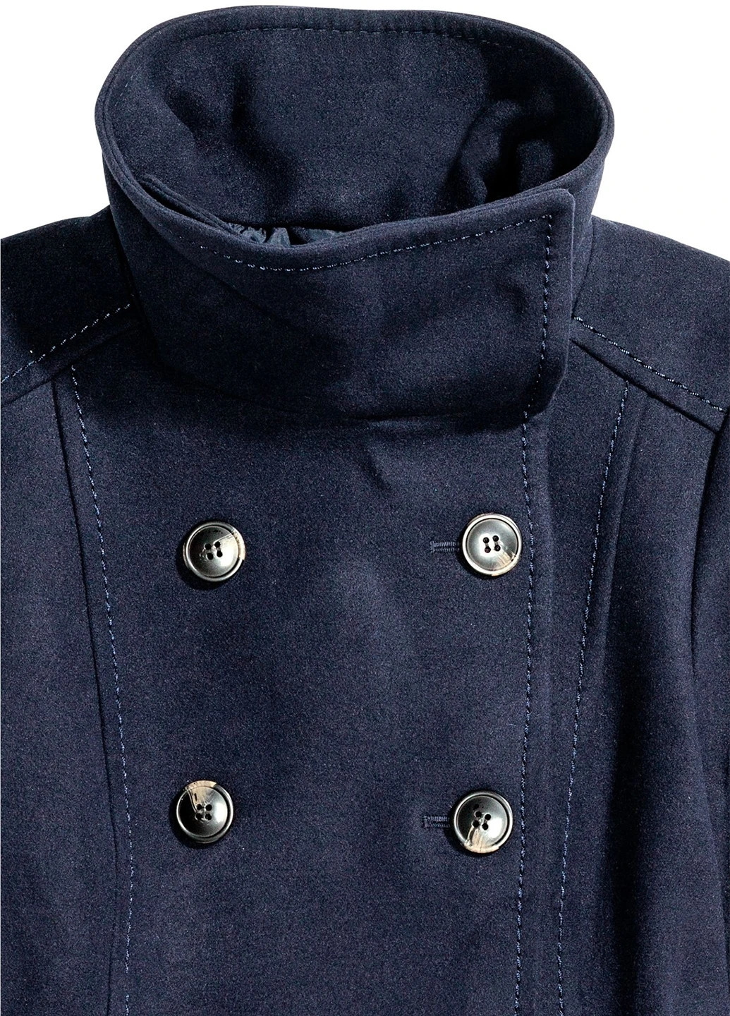 Темно-синє Кежуал напівпальто двобортне H&M однотонне