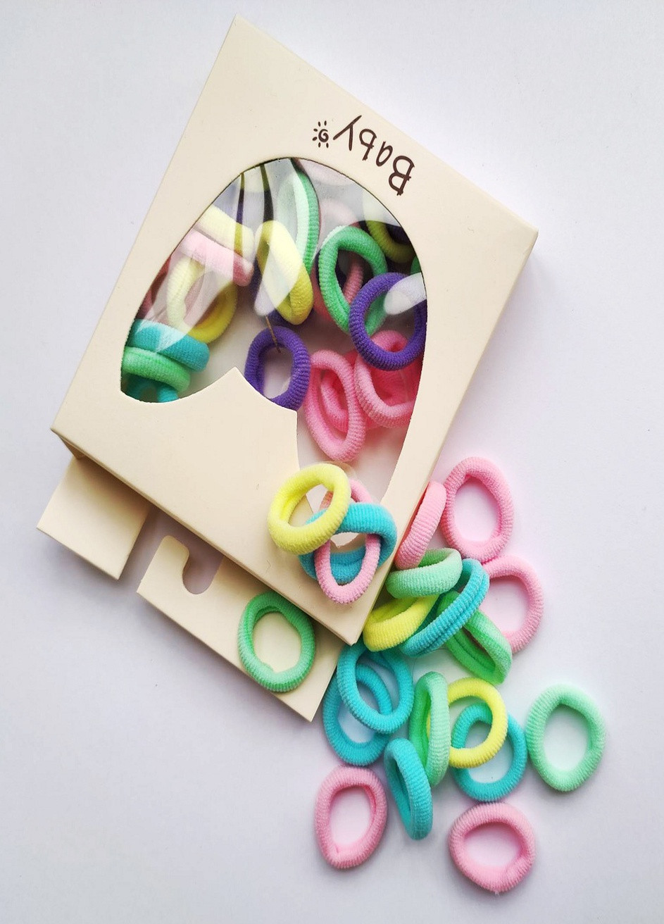 Набор разноцветных резинок для волос Elastic Ring, Color Mix 2 40 шт Hair однотонные комбинированные