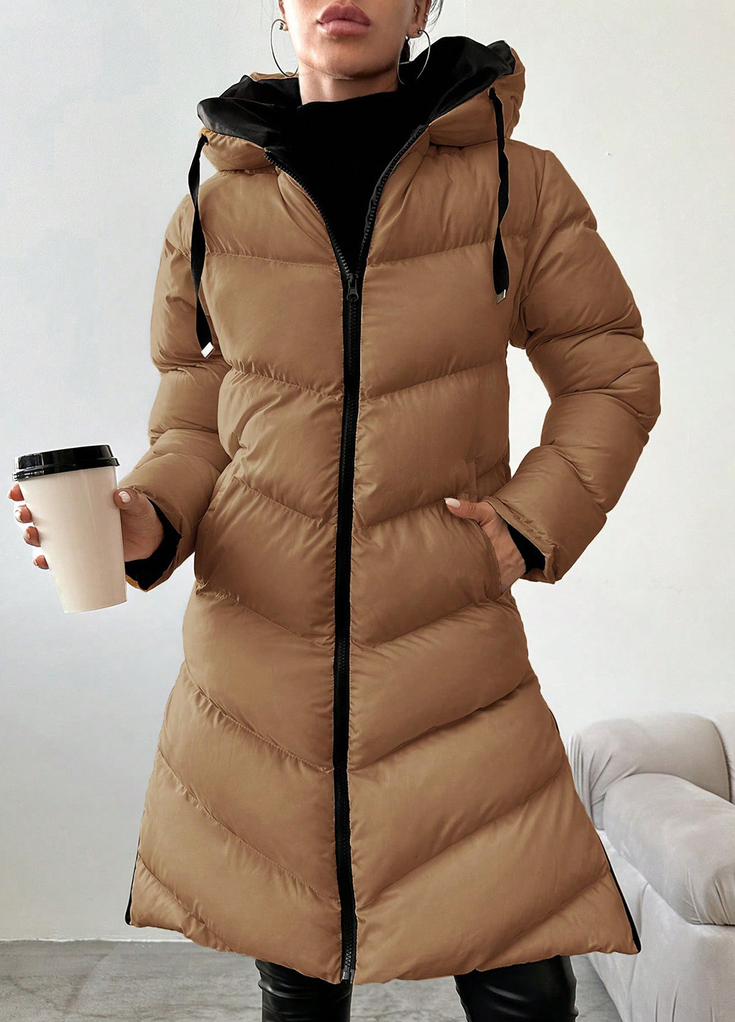 Светло-коричневая демисезонная куртка SHEIN