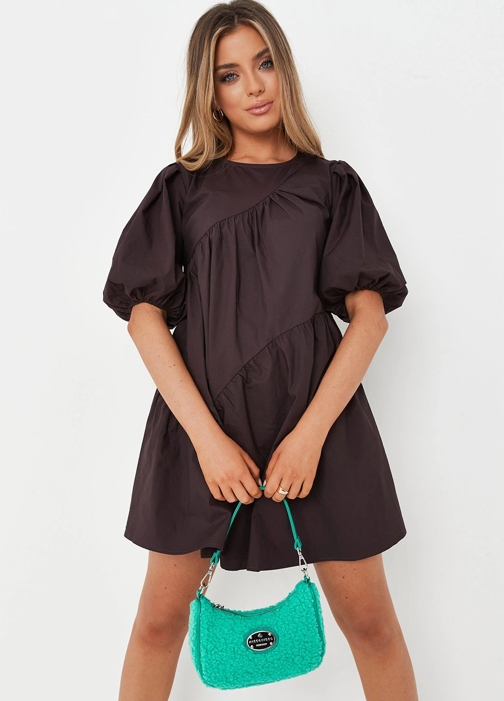 Темно-коричневое кэжуал платье а-силуэт Missguided однотонное