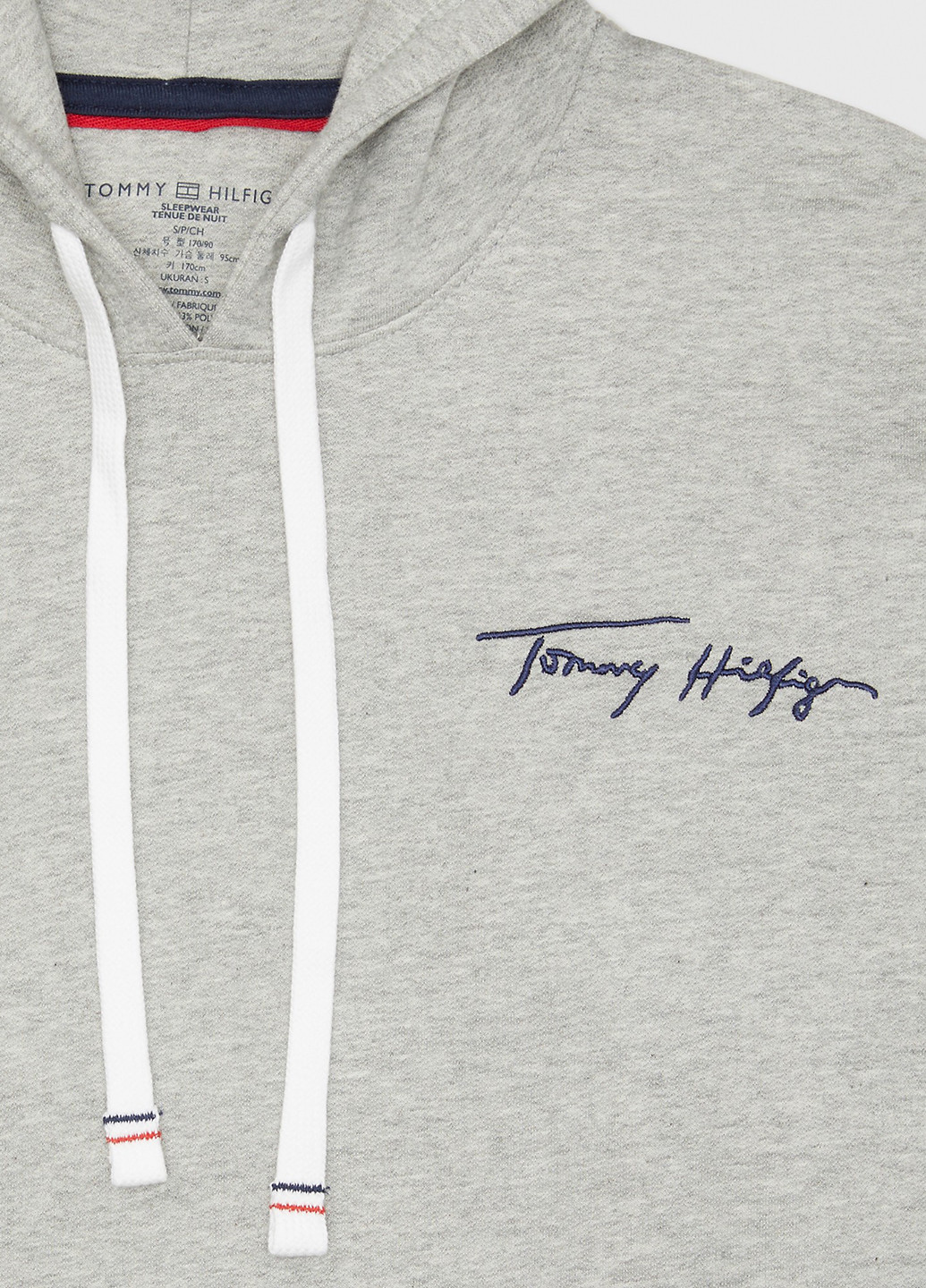 Костюм (худи, брюки) Tommy Hilfiger надпись серый спортивный трикотаж, хлопок
