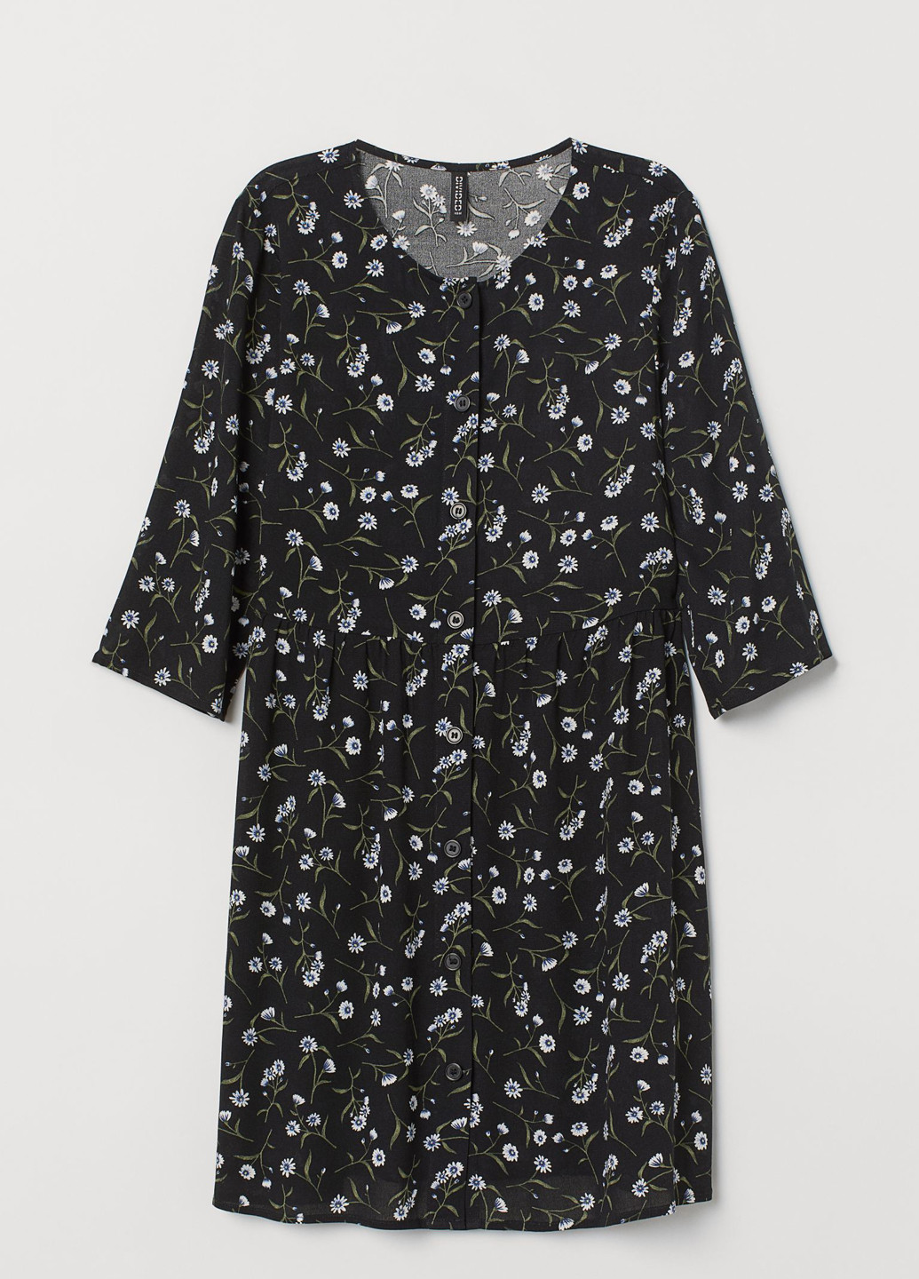 Чорна кежуал плаття, сукня H&M з квітковим принтом