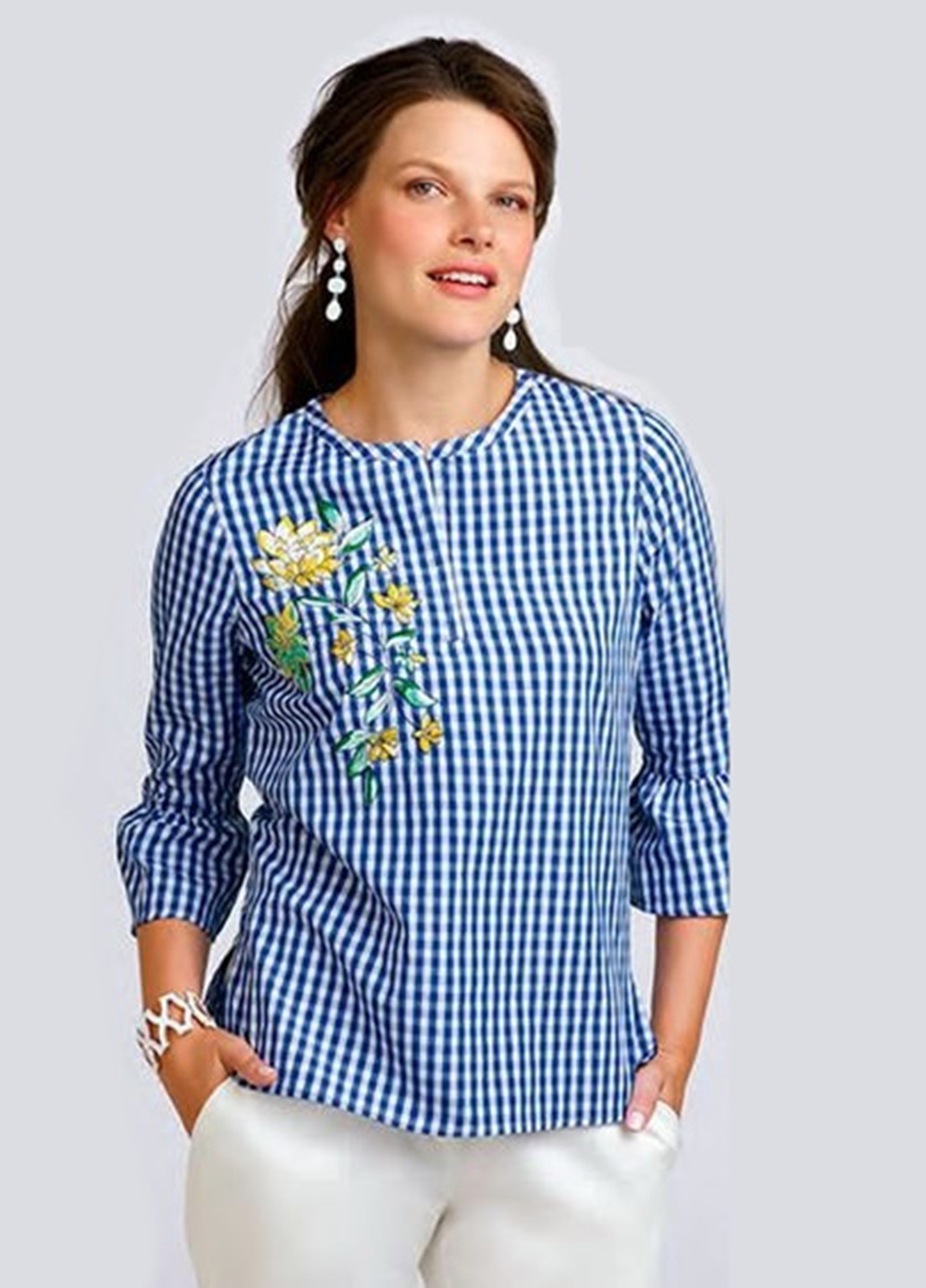 Темно-синяя летняя блуза Signature Collection
