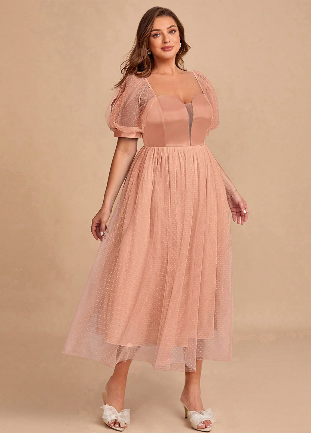 Персикова святковий сукня кльош SHEIN однотонна