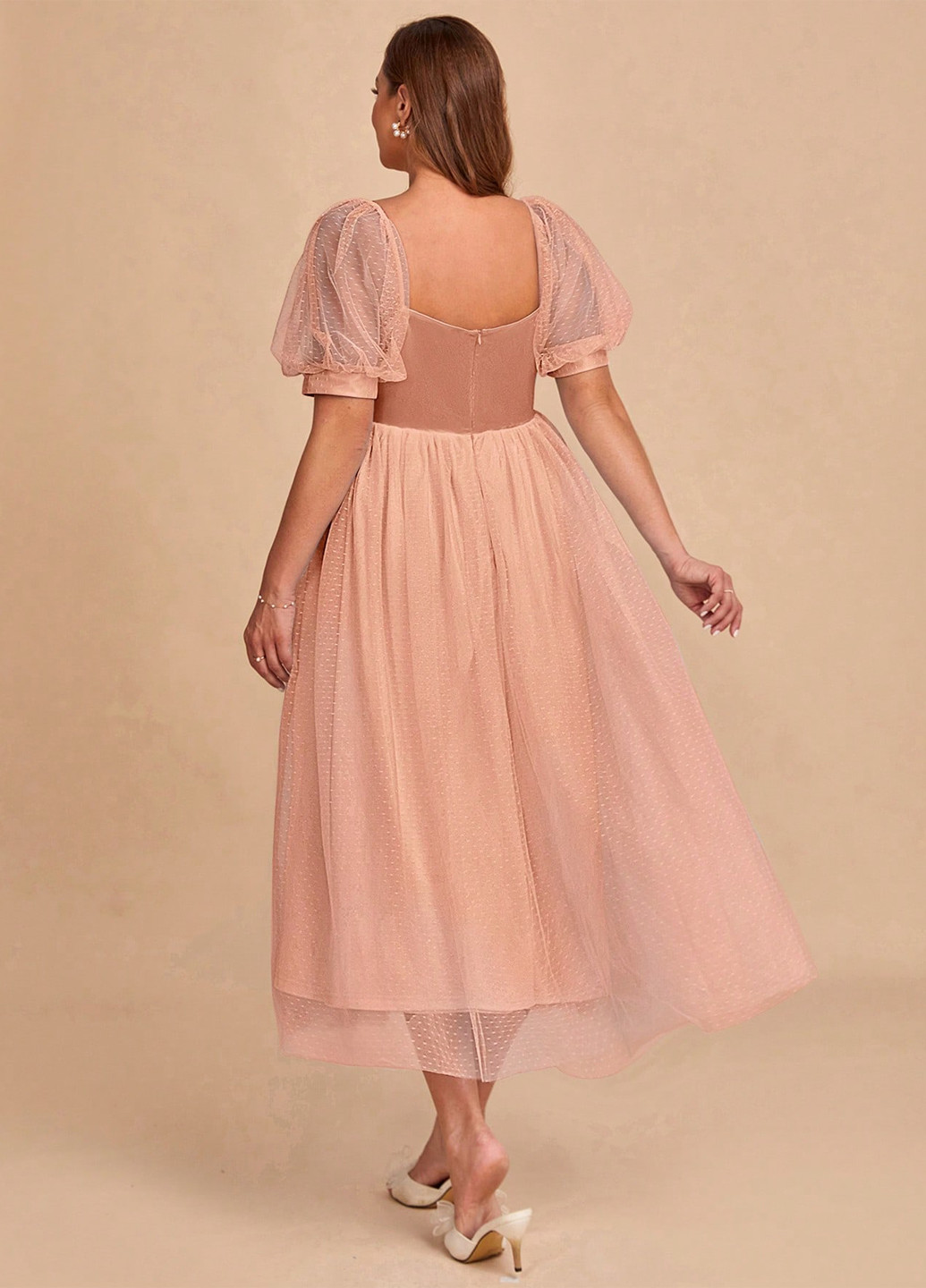 Персикова святковий сукня кльош SHEIN однотонна