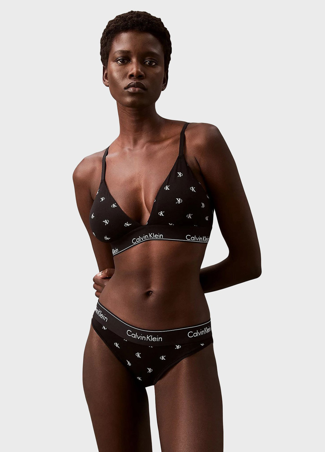 Чёрный триэнджел бюстгальтер Calvin Klein без косточек хлопок