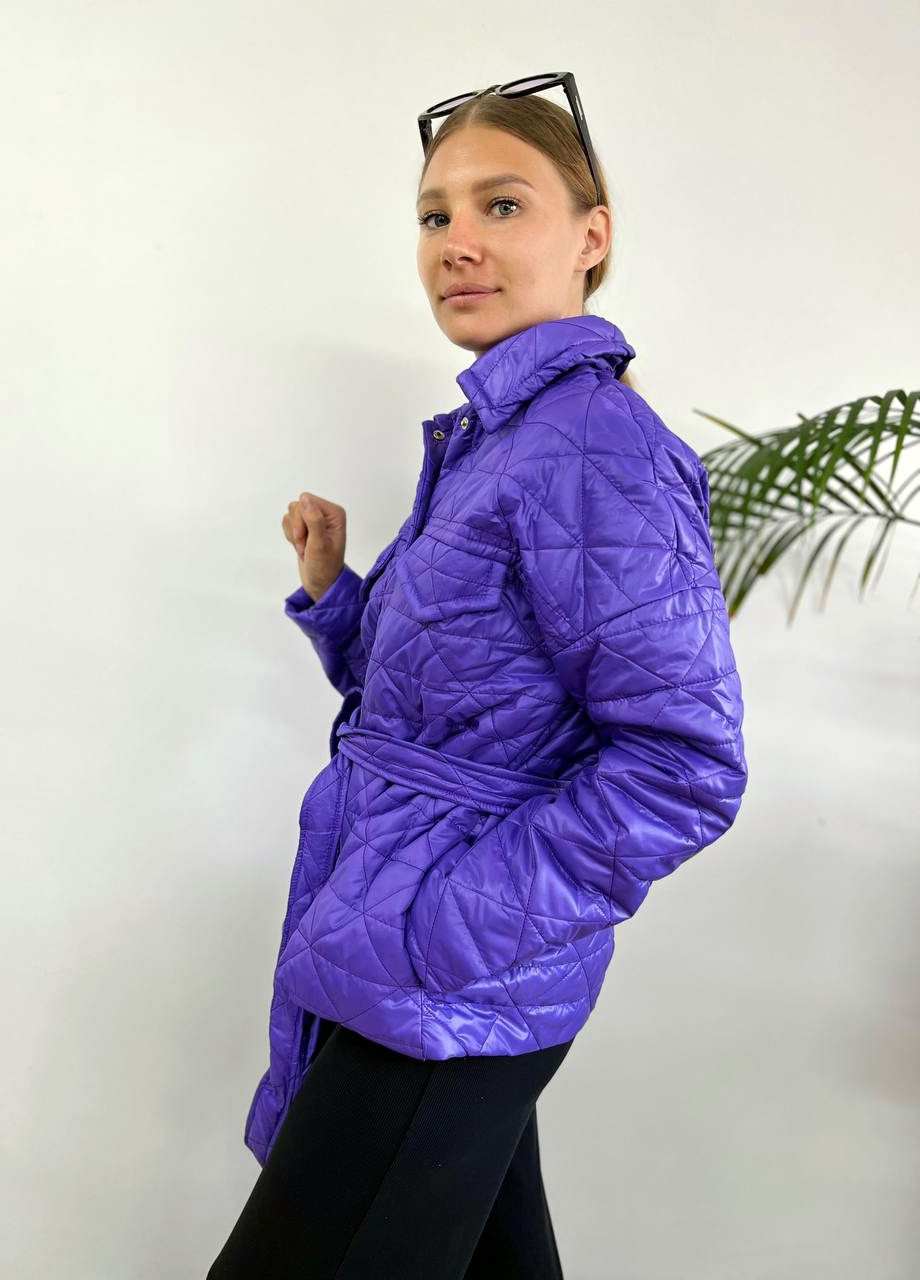 Фіолетова демісезонна куртка з сумкою Hand Made