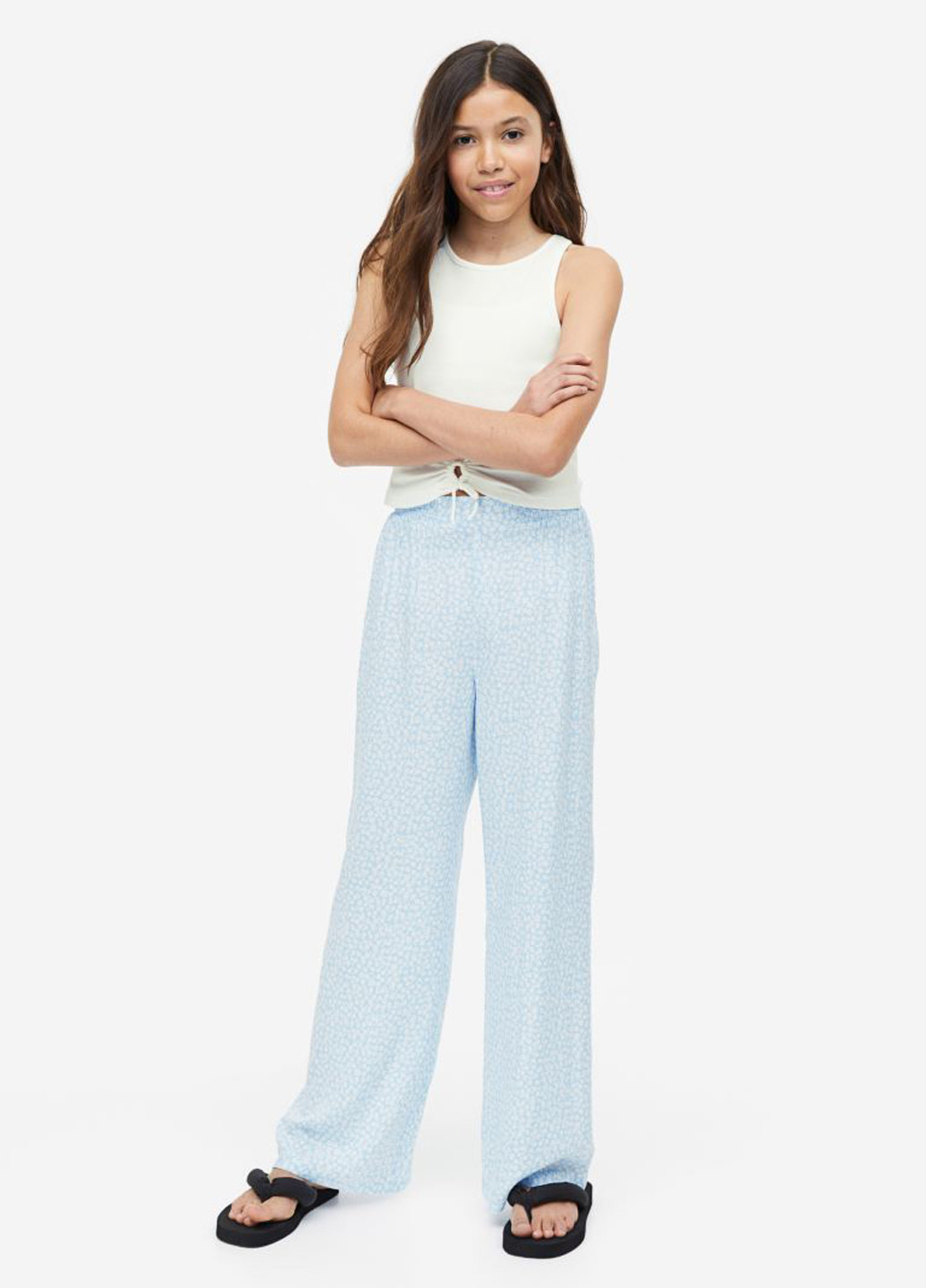 Голубые кэжуал летние прямые брюки H&M