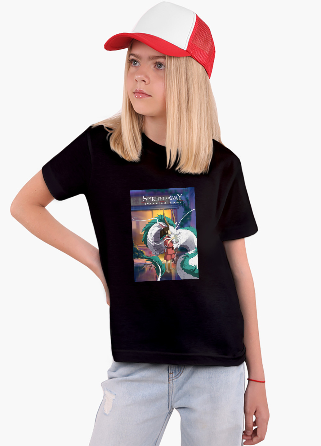 Черная демисезонная футболка детская тихиро огино сэн и хаку унесённые призраками (spirited away)(9224-2829) MobiPrint