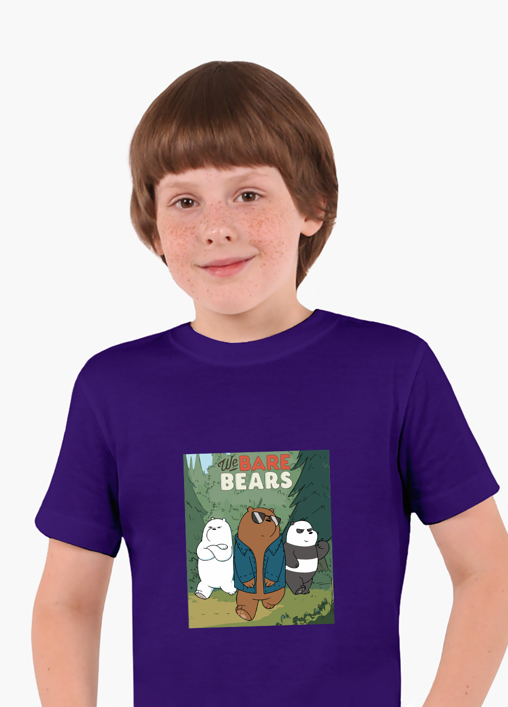 Фиолетовая демисезонная футболка детская вся правда о медведях (we bare bears)(9224-2664) MobiPrint
