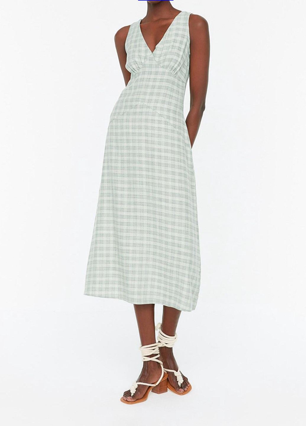 Зелена повсякденний сукня AMORI в клітинку