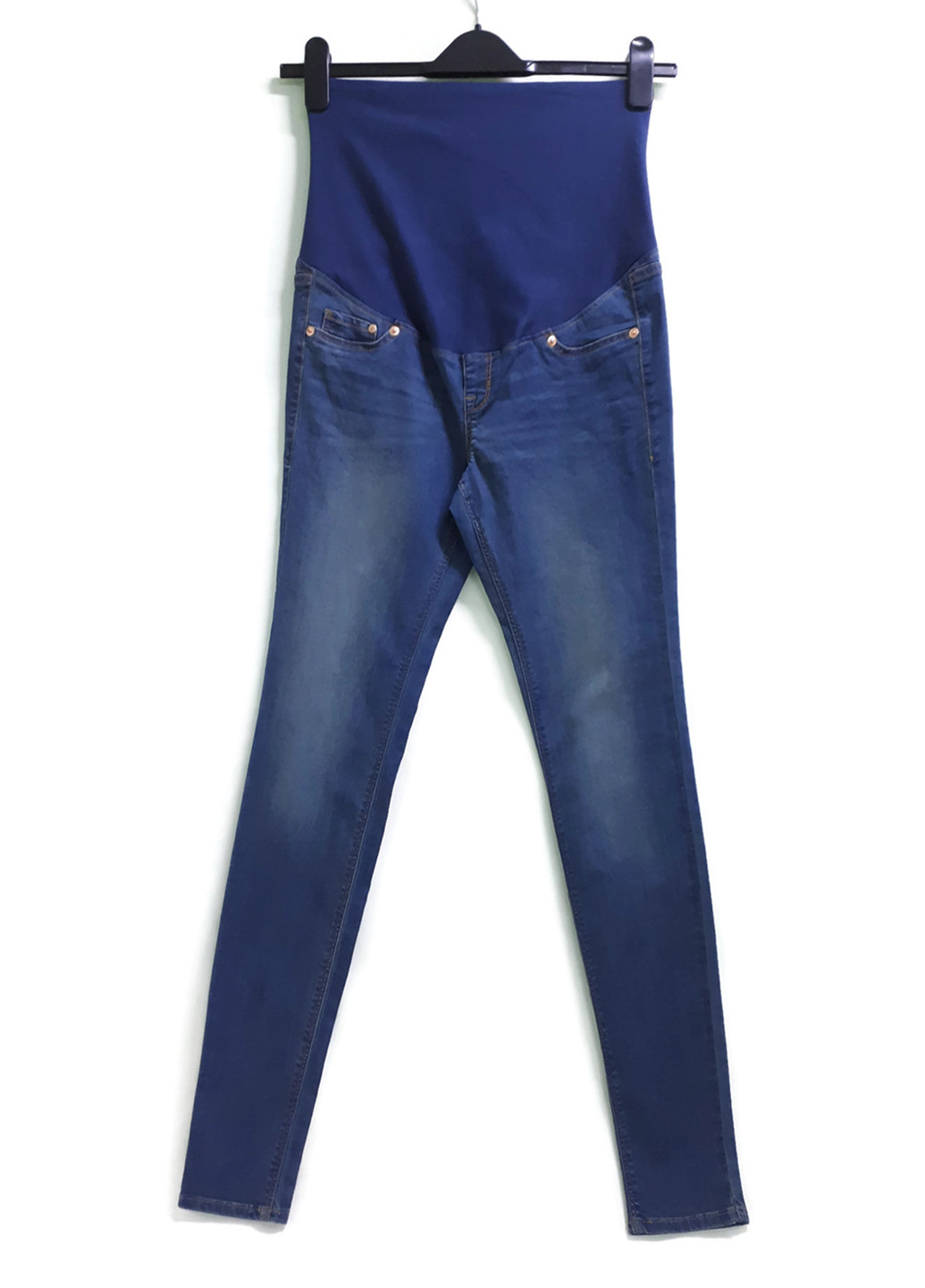 Джинси для вагітних H&M скінні однотонні синьо-жовті джинсові поліестер, бавовна